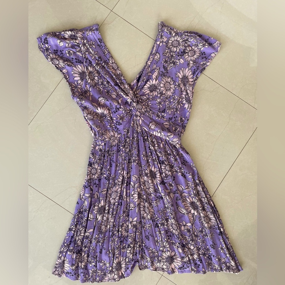 Purple & floral pink summer dress